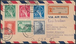 1950 Währungsgeschädigte Sor + Goethe Sor Ajánlott Levélen A Dominikai Köztársaságba - Altri & Non Classificati