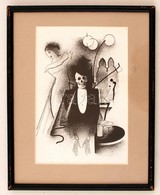 Kontuly Béla (1904-1983): Illusztráció. Litográfia, Papír, Jelzés Nélkül, üvegezett Keretben, 19×13 Cm - Andere & Zonder Classificatie