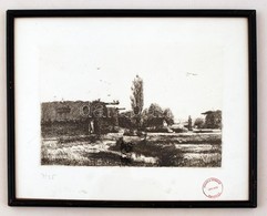 Mikola András (1884-1970): Alföldi Táj. Rézkarc, Papír, Hagyatéki Pecséttel, üvegezett Keretben, 15×22 Cm - Andere & Zonder Classificatie