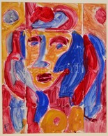 Cs. Németh Miklós (1934-2012): N?i Fej, Akvarell, Papír, Jelzett, Paszpartuban, 47×37 Cm - Andere & Zonder Classificatie