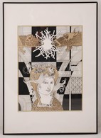 Szász Endre (1926-2003): N?i Portré. Szitanyomat, Papír, Jelzett, Keretben, 45×34 Cm - Sonstige & Ohne Zuordnung