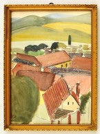 Sz?nyi Jelzéssel: Házetet?k. Akvarell, Papír, üvegezett Keretben, 33×24 Cm - Sonstige & Ohne Zuordnung