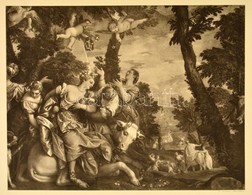 Cca 1900 Domenico Anderson (1854-1938): Veronese: Európa Elrablása, Heliograv?r, Papír, Jelzett, 33×38,5 Cm - Prenten & Gravure