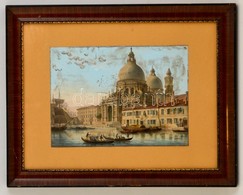 Cca 1900 Akvarellel Színezett Szent Márk Bazilika, Rézmetszet, Jelzés Nélkül, Foltokkal, üvegezett Keretben, 19×28 Cm - Prenten & Gravure