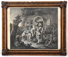 Cca 1830 Festmény Után Készült Metszet, Papíron, Jelzés Nélkül,  üvegezett Sérült Keretben, 40×46 Cm - Prenten & Gravure