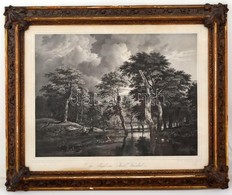 1835 Die Jagd. Jacob Ruisdael (1628-1682) Festmény Után Készült  Metszet, Papíron, üvegezett Sérült Keretben, Jelzett A  - Prenten & Gravure