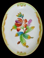 Herendi Viktória Mintás Porcelán Tálka, Kézzel Festett, Jelzett, Hibátlan, 9,5x7,5 Cm - Andere & Zonder Classificatie