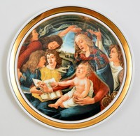 Hollóházi Botticelli Falitányér (Madonna Del Magnificat), Matricás, Jelzett, Apró Kopásokkal, D: 25 Cm - Altri & Non Classificati