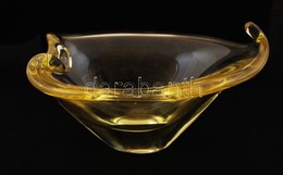 Üveg Tálka, Fúvott, Anyagában Színezett,  Jelzés Nélkül, Hibátlan, 6x14cm - Verre & Cristal