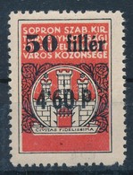 1944 Sopron Városi Illetékbélyeg 4,60 P / 50 F Eredeti Enyvezéssel - Non Classificati