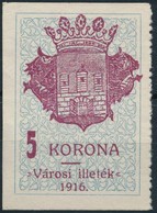 1916 Székesfehérvár Városi Illetékbélyeg 2 Sz. Három Oldalon Fogazatlan (15.000) - Zonder Classificatie