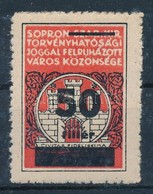 1948 Sopron Városi Illetékbélyeg 50 F / 3 Ft Eredeti Enyvezéssel - Ohne Zuordnung