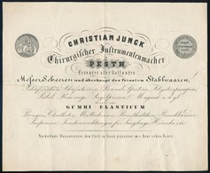 1853 Pest Váci Utca, Christian Junck Orvosi Eszközöket Forgalmazó Cégének Díszes Fejléces Számlája - Non Classificati