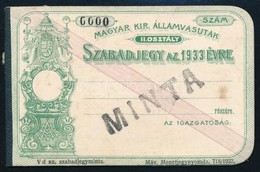 1933 MÁV Másodosztályú Szabadjegy Minta - Zonder Classificatie