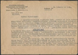 1948 FKGP Kisgazda Párt Tagjának Címzett Levél Pénztárosi Posztra Való Megválasztásról, Az V. Kerületi Pártelnök Aláírás - Ohne Zuordnung