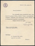 1932 Karafiáth Jen? (1883-1952) Vallás- és Közoktatási Miniszter Saját Kez? Aláírása Hivatalos Levélen - Sonstige & Ohne Zuordnung