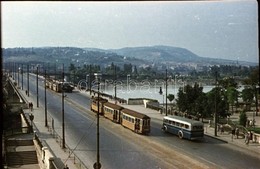 Cca 1950 Budapest, Villamos és Autóbusz Közlekedés A Margit Hídon, + Egy Felvétel A Pesti Oldalon Lev? Villamosmegállóró - Andere & Zonder Classificatie