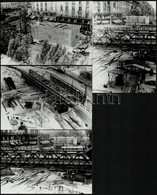 1963 Budapest, Astoria Aluljáró építése, és A Metróhoz Szükséges Betonszekrény Süllyesztés El?tt, 4 Db Vintage Fotó, 9x1 - Andere & Zonder Classificatie