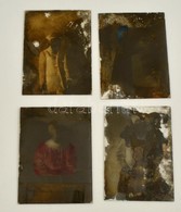 Cca 1900 M?termi Portrék, 4 Db üveglemez Negatív, 12x9 Cm - Sonstige & Ohne Zuordnung