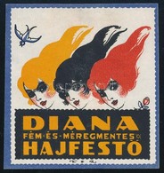 Kónya Zoltán (1891-?): A Diana Fém- és Méregmentes Hajfest? Címke, 8×7 Cm - Werbung