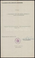 1941 M. Kir. Honvéd Tábori Tüzérosztály Parancsnokság Csapatparancsnoki Elismerése, Aláírással, Pecséttel, 34x20,5 Cm - Andere & Zonder Classificatie
