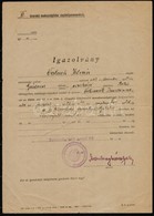 1940 Igazolvány Munkaszolgálatos Részére, VI. Közérdek? Munkaszolgálatos Zászlóaljparancsnokság, 29,5x21 Cm - Andere & Zonder Classificatie