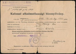 1944 Katonai Alkalmatlansági Bizonyítvány, Munkaszolgálatos Zászlóalj által Kibocsájtva, 15x21 Cm - Altri & Non Classificati