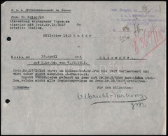 1918 Kassa, Katonai Okirat Várkonyi Albert Tábornok Bélyegz? Aláírásával - Andere & Zonder Classificatie