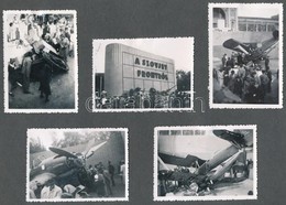 1942 A Budapesti Nemzetközi Vásáron Kiállított Lel?tt Szovjet Repül? és Tank, 5 Db Fotó Albumlapra Ragasztva, 6,5x9 Cm - Sonstige & Ohne Zuordnung