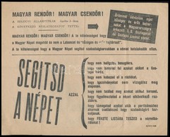 Cca 1944 Magyar Rend?rökhöz és Csend?rökhöz Szóló, A Német SS-szel Való Szembeállásra Felszólító Kétoldalas Szórólap, 21 - Sonstige & Ohne Zuordnung