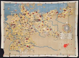 Cca 1933-1936 Deutschland - Das Schöne Reiseland, Illusztrált, Rajzos Németország Térkép, Berlin,  Reichsbahnzentrale Fü - Other & Unclassified