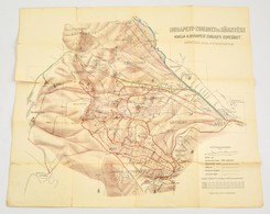 Budapest-Zugliget és Környéke, Lépték Nélkül, Kiad. Budapest-Zugligeti Egyesület, A Hajtások Mentén Sérülésekkel, 66×55, - Andere & Zonder Classificatie