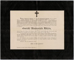 1895 Ebeczki Blaskovich Miklós Gyászjelentése - Zonder Classificatie