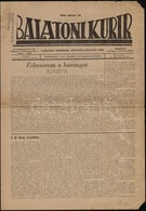 1940 Balatoni Kurir, A Balatoni Egyesületek Szövetsége Hivatalos Lapja Október 24-diki Szám - Ohne Zuordnung