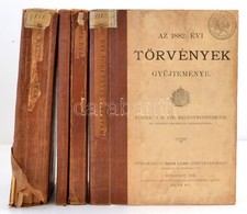 Az 1882, 1884, 1885, 1888. évi Törvények Gy?jteménye. Bp., 1908. Belügyminisztérium. Korabeli  Félvászon Kötésben. Egyik - Unclassified