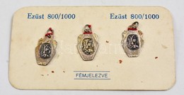 Ezüst(Ag) Mária Medál, 3 Db, Jelzett, 1,5x1 Cm, Papírlapra Rögzítve - Andere & Zonder Classificatie