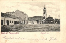 T2/T3 Komárom, Komárno; Kossuth Tér, Templom, üzletek. E. D. K. 24. / Square, Church, Shops (apró Szakadás / Tiny Tear) - Ohne Zuordnung