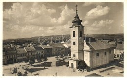 T2 Rimaszombat, Rimavska Sobota; Horthy Miklós Tér, Templom, Seidner Árpád üzlete / Square, Church, Shops - Ohne Zuordnung