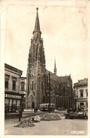 T2/T3 1943 Eszék, Osijek, Esseg; Piaci árusok, útépítés, Templom, Villamos, Gyógyszertár / Street Construction With Mark - Zonder Classificatie