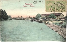 T2 Pancsova, Pancevo; Temes Folyó, Kiköt?, Rakpart. Kohn Samu Kiadása / Timis River, Port, Quay. TCV Card - Zonder Classificatie