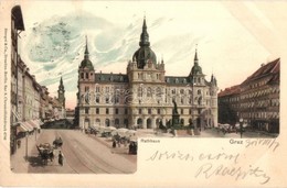 T2 Graz, Rathhaus  / Town Hall, Market, Litho - Ohne Zuordnung