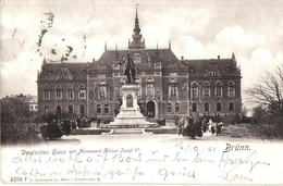 T2 Brno, Brünn; Deutsches Haus Mit Monument Kaiser Josef II / German House With Statue - Zonder Classificatie