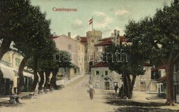 T2/T3 Herceg Novi, Castelnuovo; Street View, Castle. Verlag Milos L. Popovic, W. L. Bp. (EK) - Zonder Classificatie
