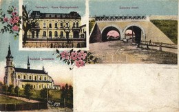 ** T3 Ternopil, Tarnopol; Kasa Oszczednosci, Zelazny Most, Kosciól Jezuitow / Savings Bank, Bridge, Jesuit Church (EK) - Zonder Classificatie