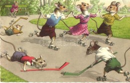 * T2/T3 Roller Skating Mice. Alfred Mainzer 4882. - Modern Postcard (small Tear) - Unclassified
