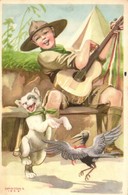 ** T2/T3 A Cserkész Vidám és Meggondolt. Cserkész Levelez?lapok Kiadóhivatal / Hungarian Scout Boy Art Postcard. S: Márt - Ohne Zuordnung