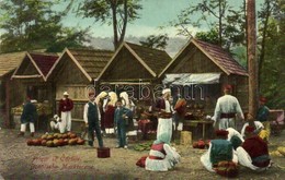 T2/T3 Bosnische Marktscene / Bosnyák Piaci Jelenet árusokkal / Bosnian Market Scene With Merchants, Vendors, Folklore, T - Unclassified