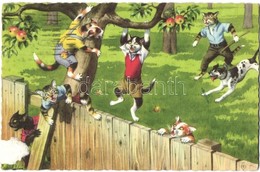 * T2/T3 Cats Stealing From The Neighbor's Apple Tree. Alfred Mainzer No. 4867. - Modern Postcard (gluemark) - Unclassified