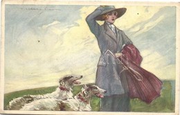 ** T2/T3 Italian Art Postcard. Lady With Sighthound. Anna & Gasparini 464-4. S: T. Corbella (fa) - Ohne Zuordnung