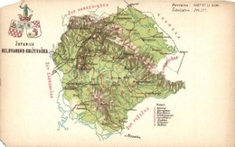 ** T4 Belovár-K?rös Vármegye Térképe és Címere /  Zupanija Belovarsko-Krizevacka / Map Of Bjelovar-Krizevci County, Coat - Unclassified